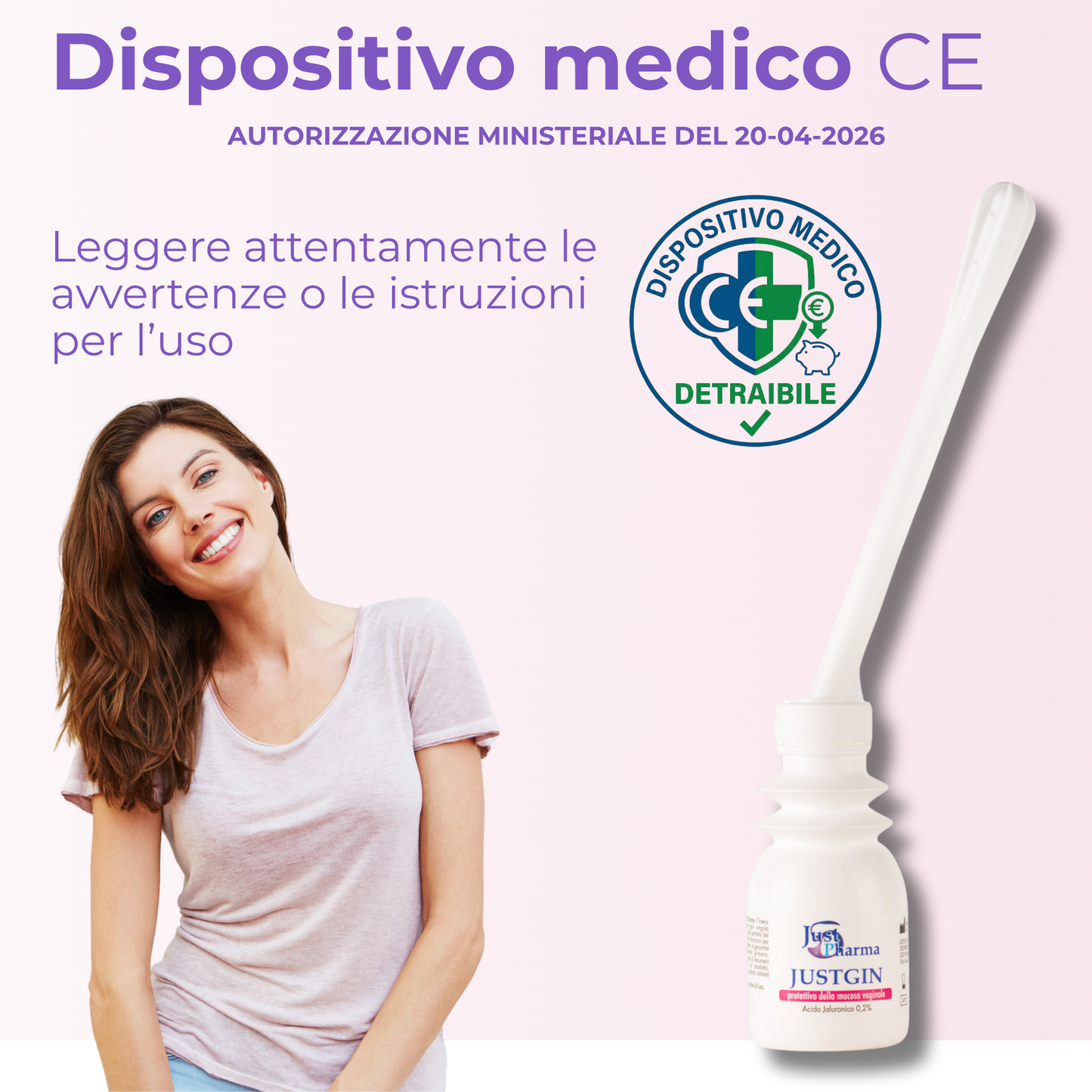 Dispositivo Medico Acido Ialuronico 0,2% Benessere Intimo Femminile 4 flaconi 30ml con Cannule Monouso JUSTGIN