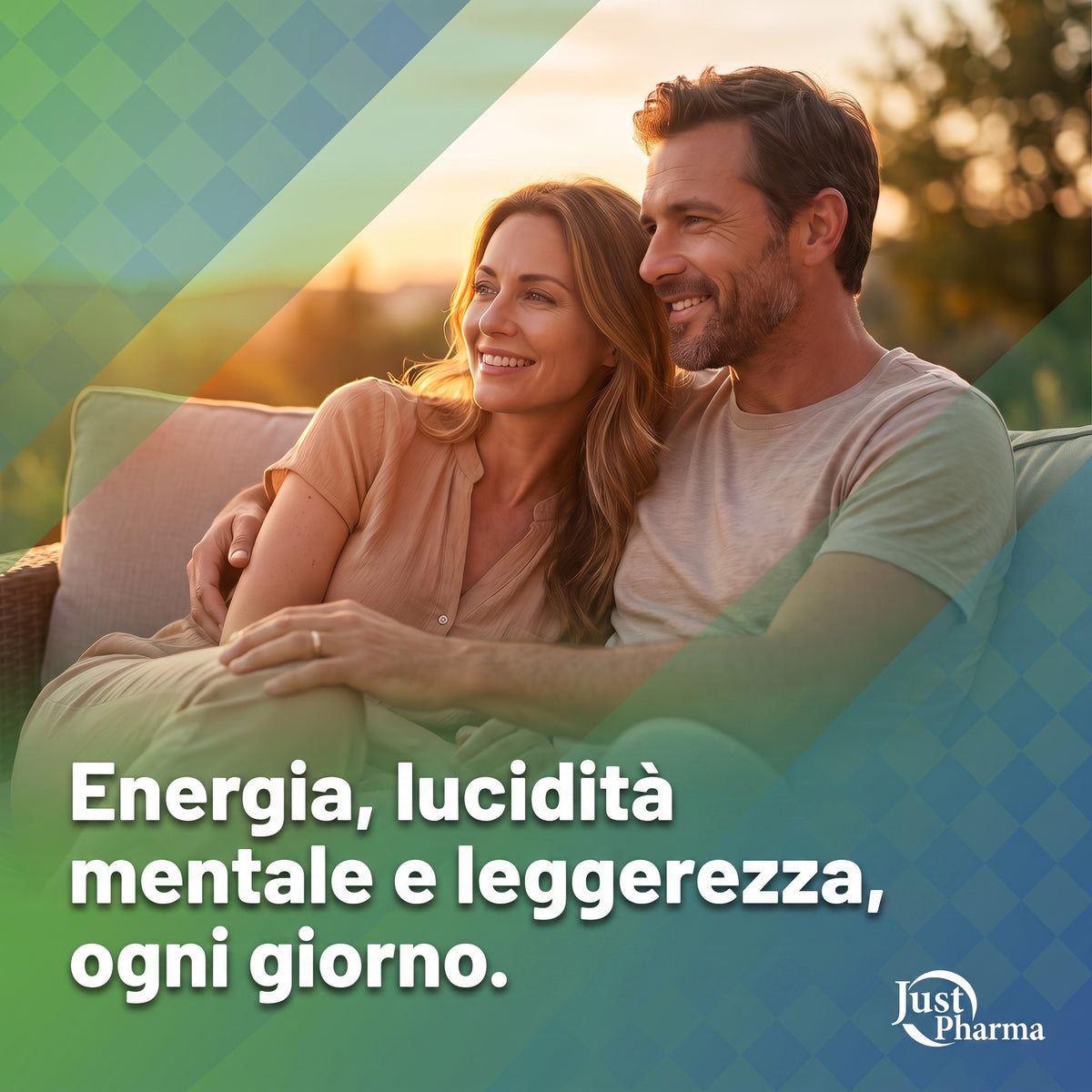 Immagine promozionale Cortisolok Combo con una coppia e il messaggio “Energia, lucidità mentale e leggerezza, ogni giorno”