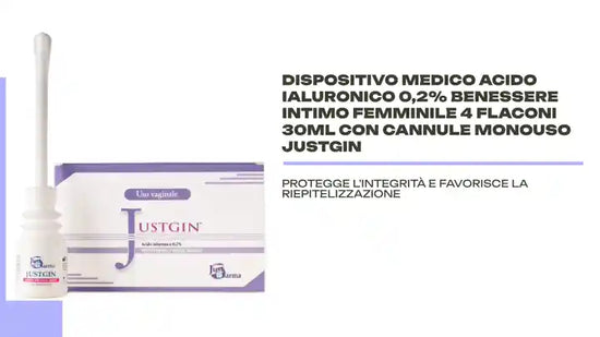 Dispositivo Medico Acido Ialuronico 0,2% Benessere Intimo Femminile 4 flaconi 30ml con Cannule Monouso JUSTGIN by@Outfy